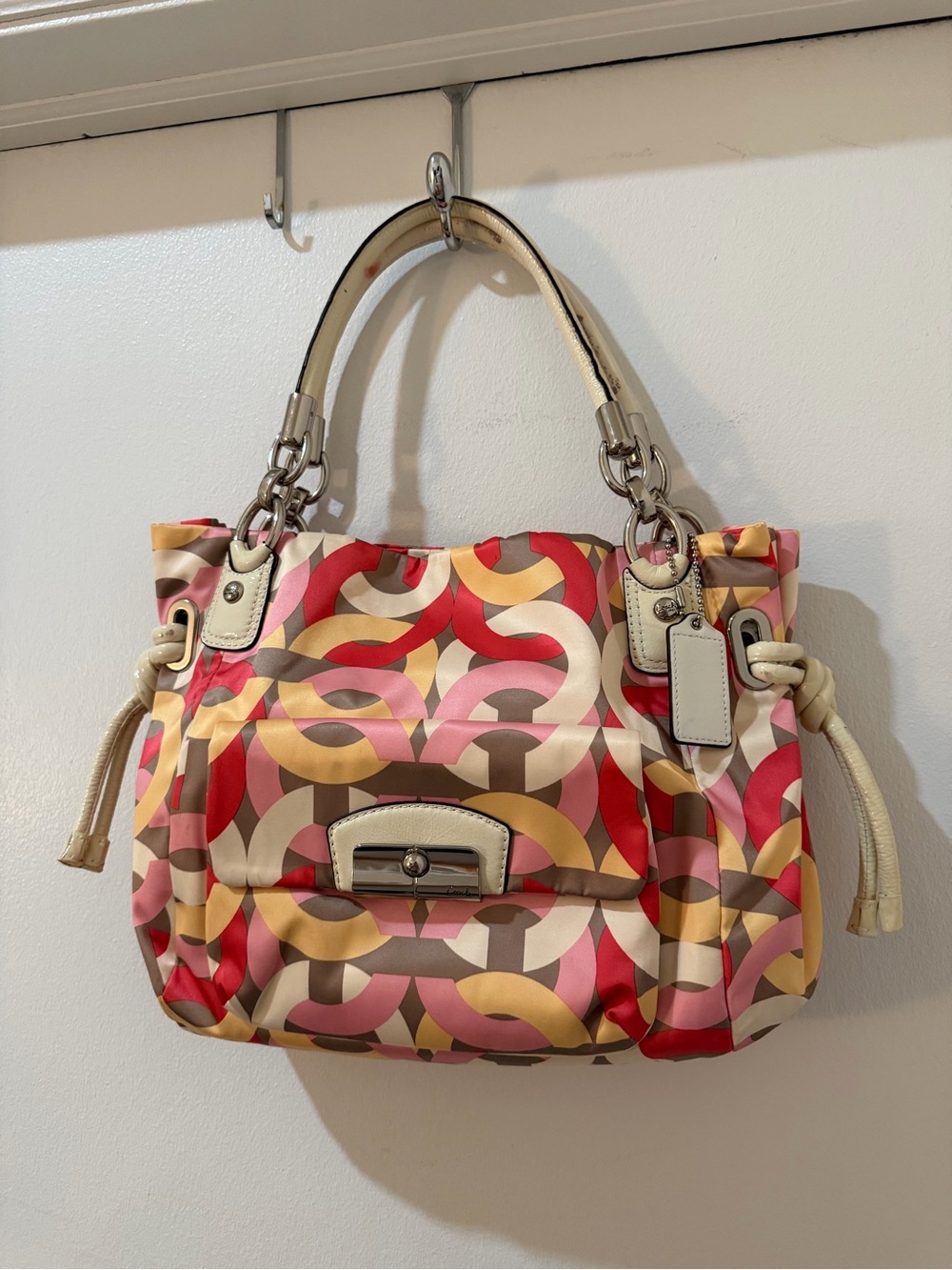 Coach Multicolor Geometric Tote with Cream Trim